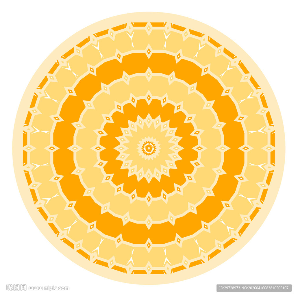 圆形橙黄色几何图案装饰