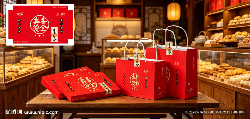 国风礼盒包装设计套盒展开图