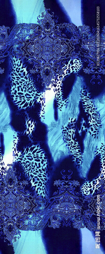 豹纹腰果花纹扫描图案