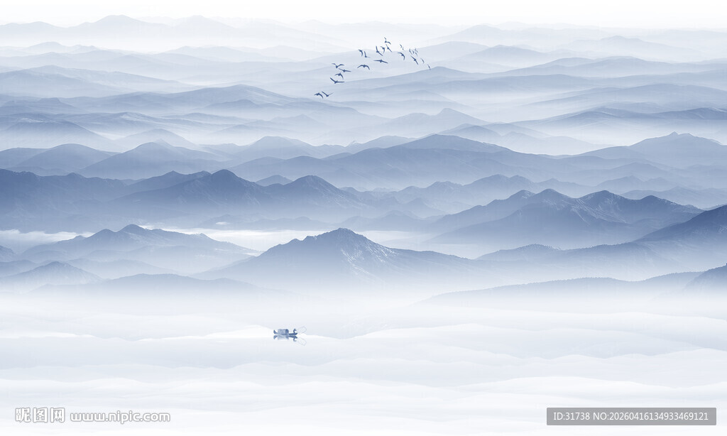 新中式屏风水墨画