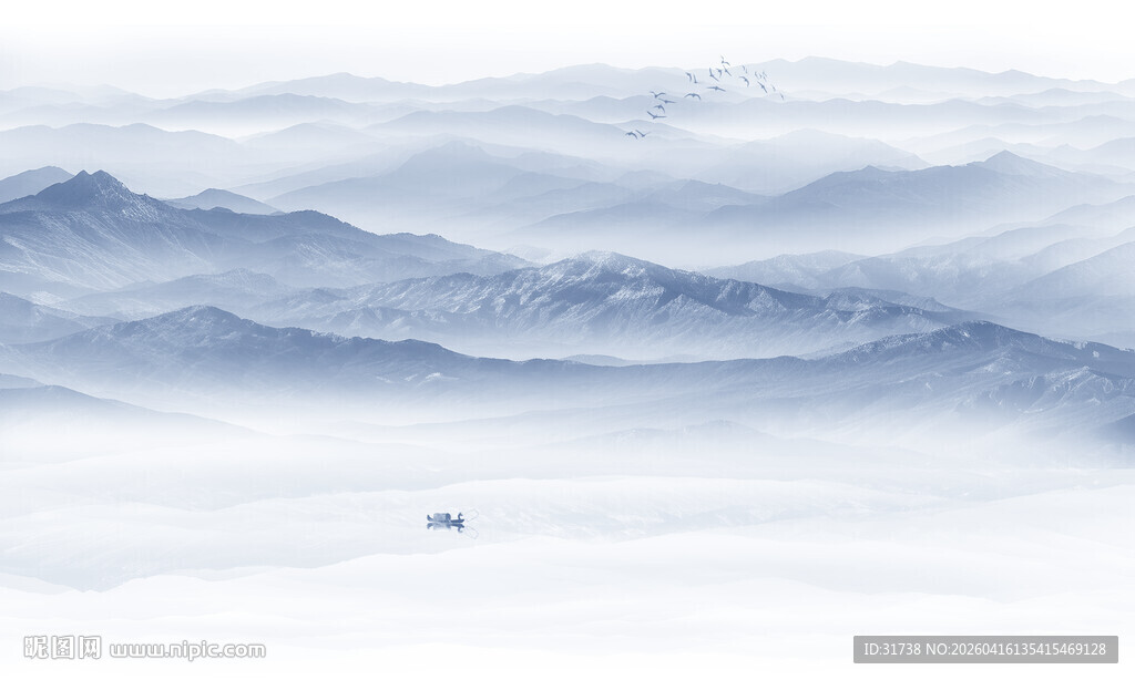 新中式屏风山水画