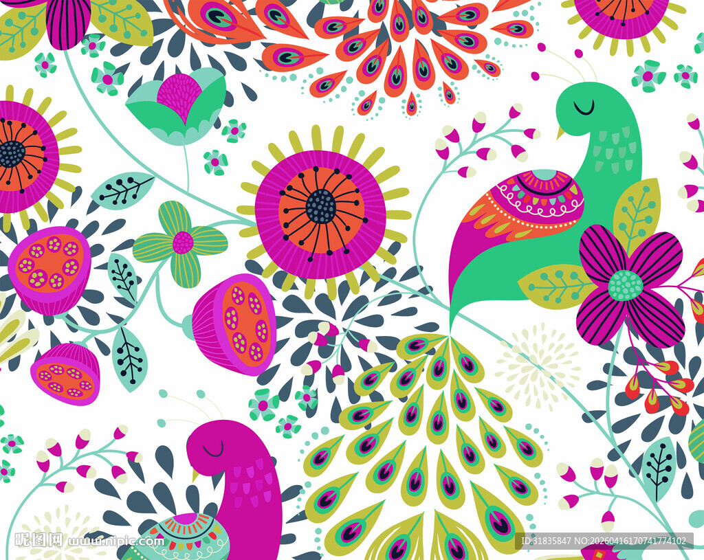 多彩花卉抽象艺术图案