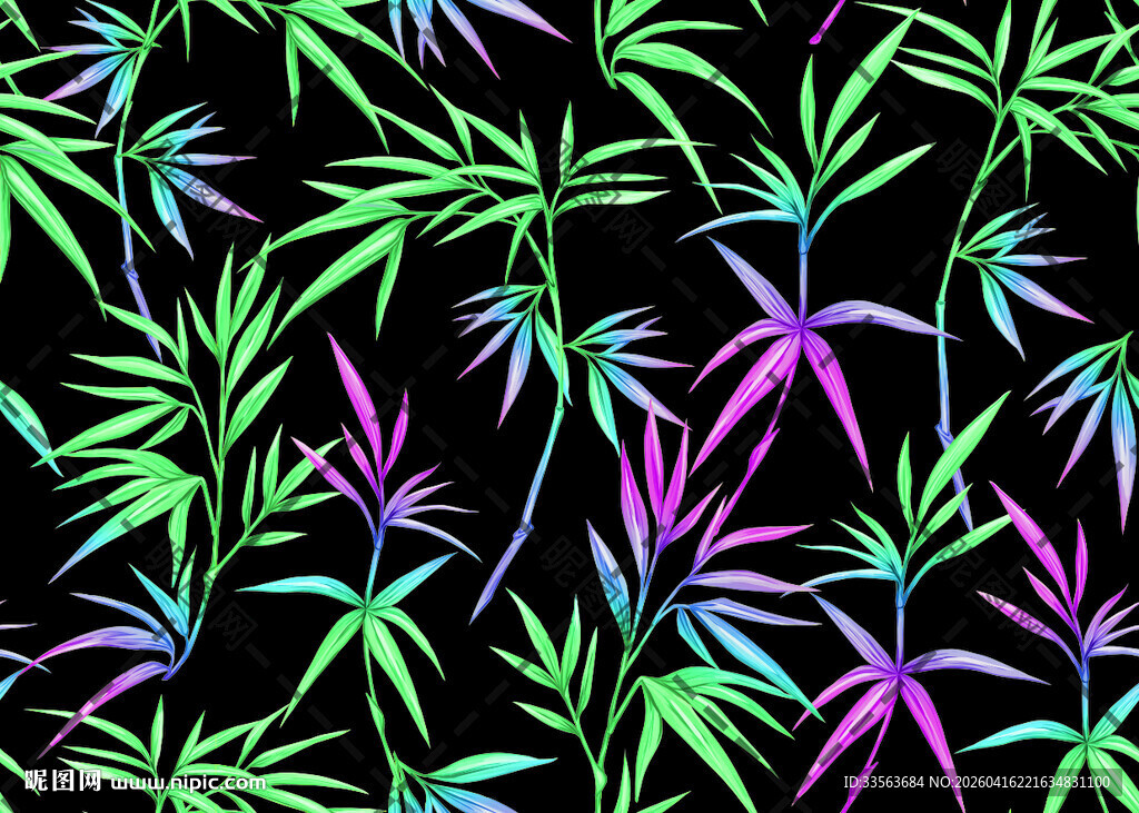 炫彩竹叶图案背景