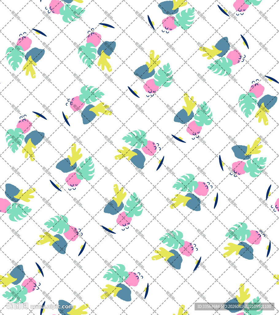 清新花卉几何图案背景