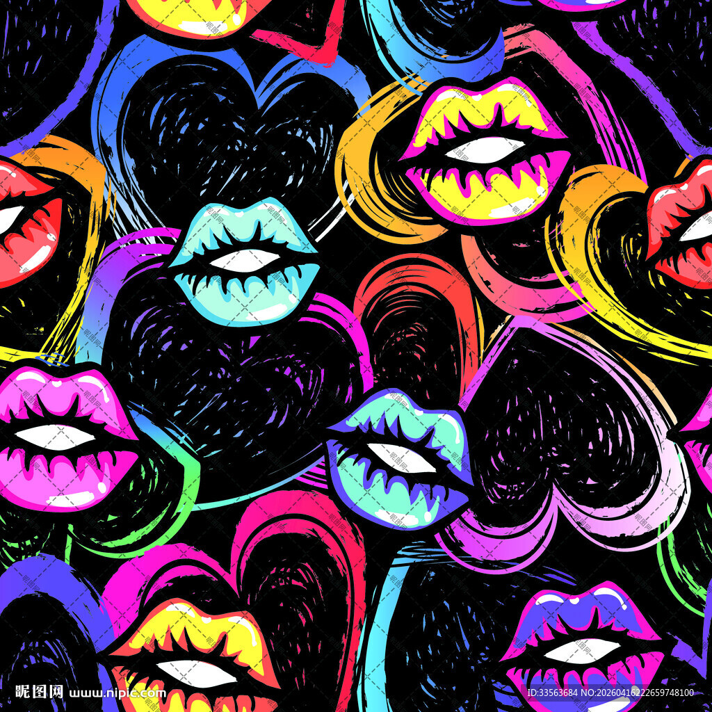 多彩嘴唇图案背景设计