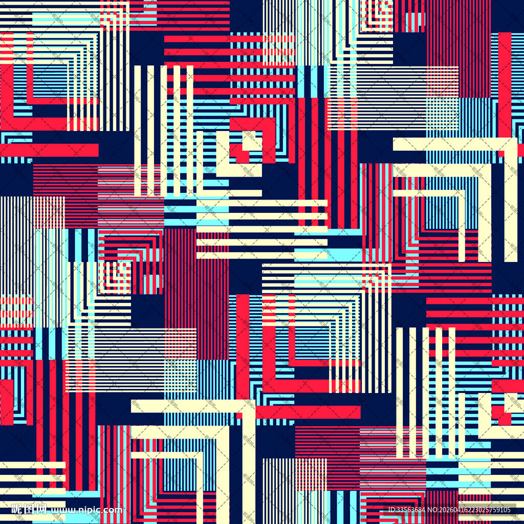 几何线条拼接抽象图案