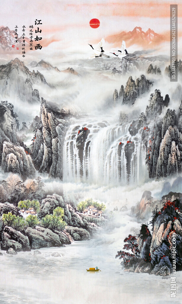 竖幅玄关山水画