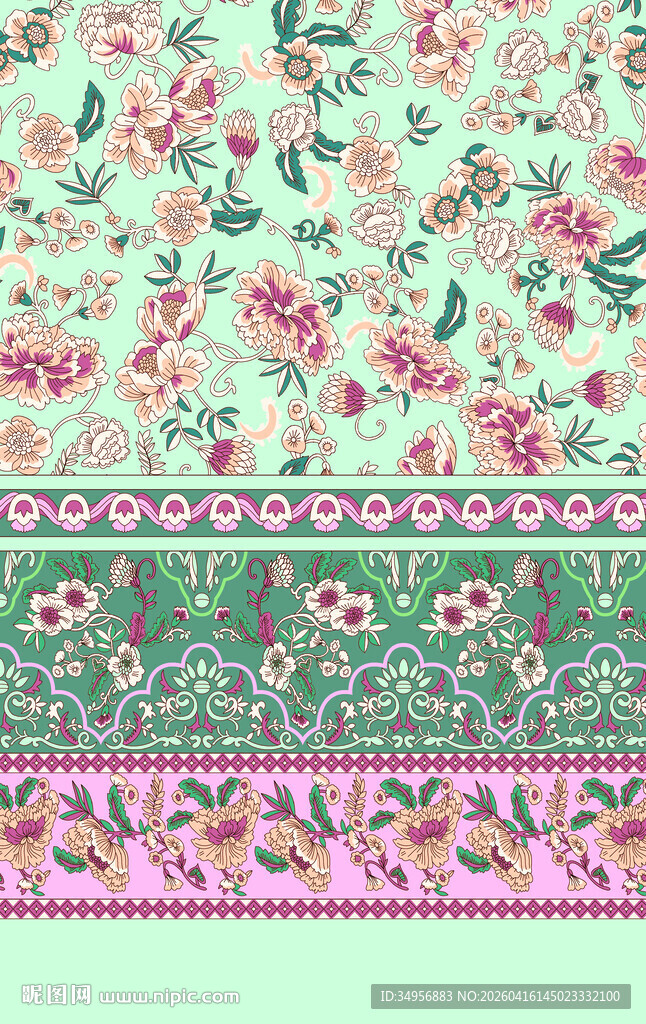 花卉图案布料纹理展示