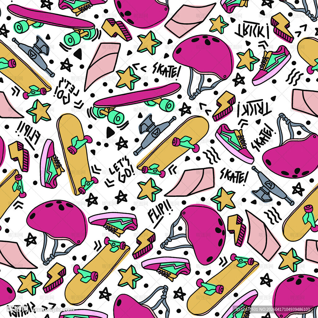 多彩卡通运动元素图案