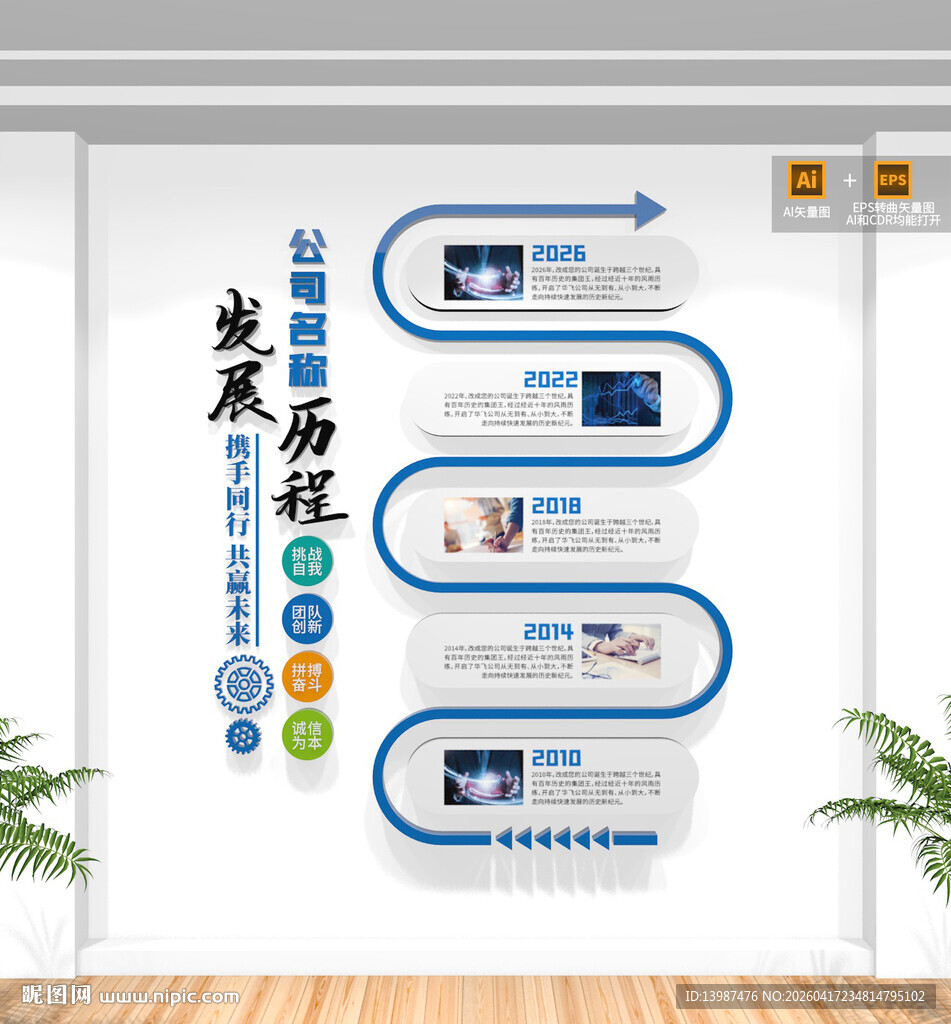 竖版企业发展历程文化墙