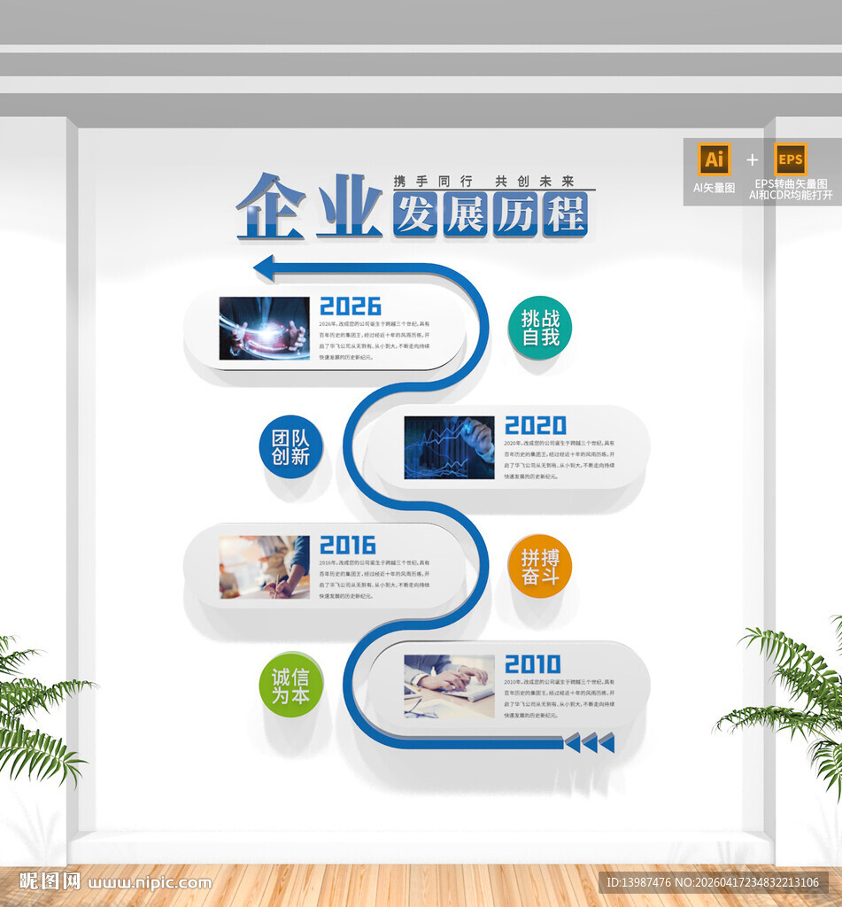 企业发展历程竖版文化墙