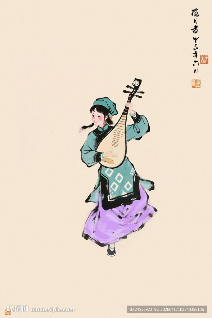 满族舞蹈服饰装饰画