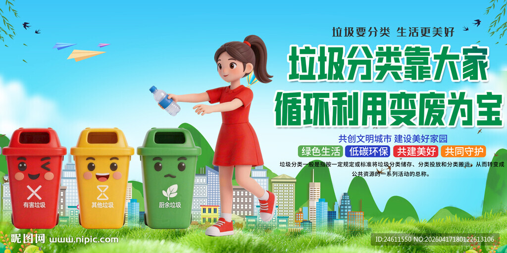 垃圾分类背景展板
