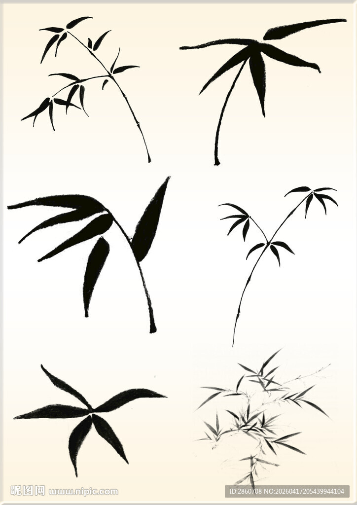 水墨竹叶图案设计素材