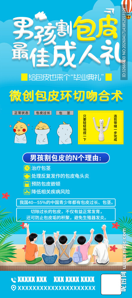 男孩割包皮最佳成人礼海报展架