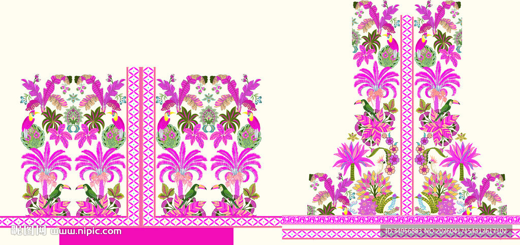 粉色花卉图案装饰设计