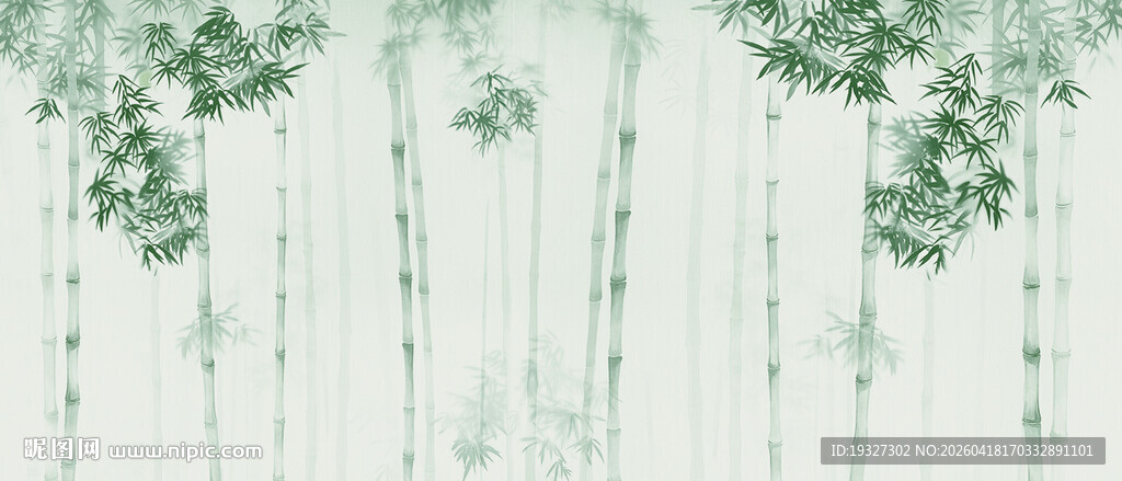 新中式水墨竹子竹林背景墙