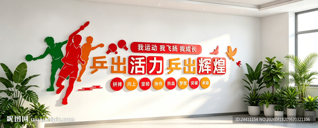 运动文化墙 乒出活力乒出辉煌