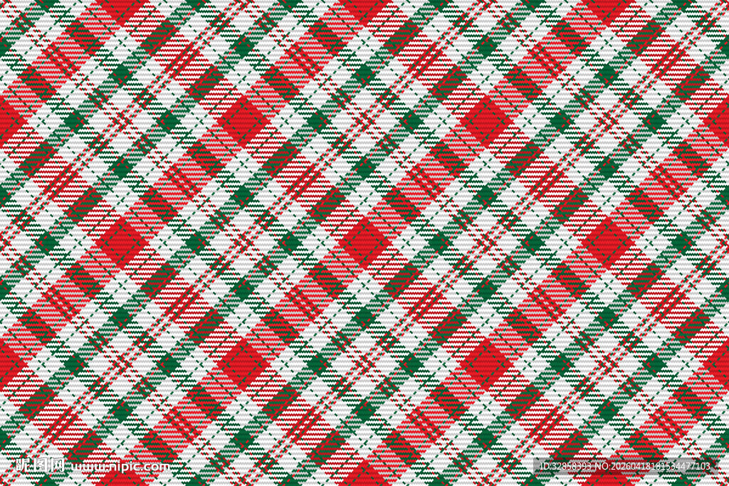 圣诞红绿格子图案背景