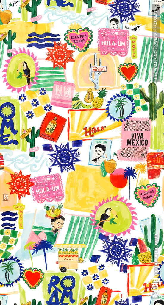 多彩卡通图案拼图花