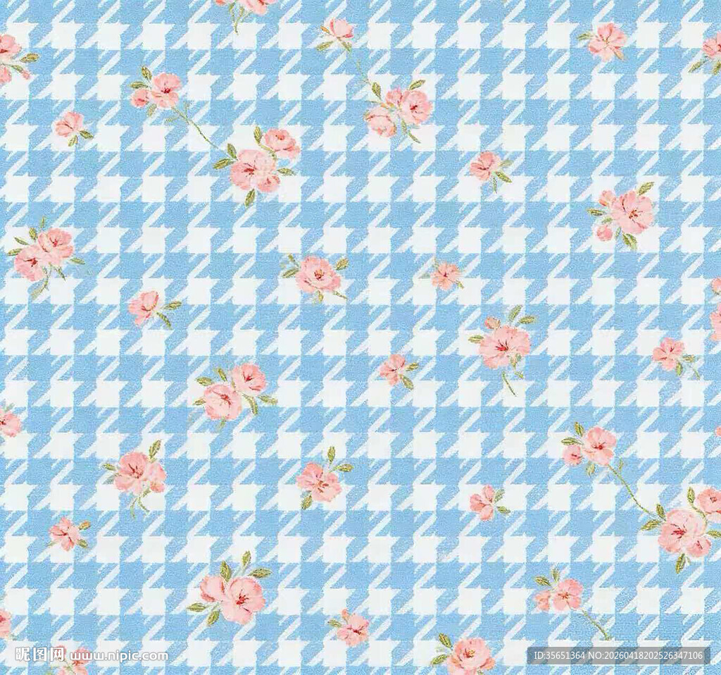 蓝底碎花格子图案背景