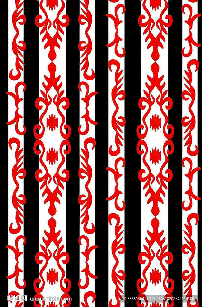 红黑白条纹几何花纹图案