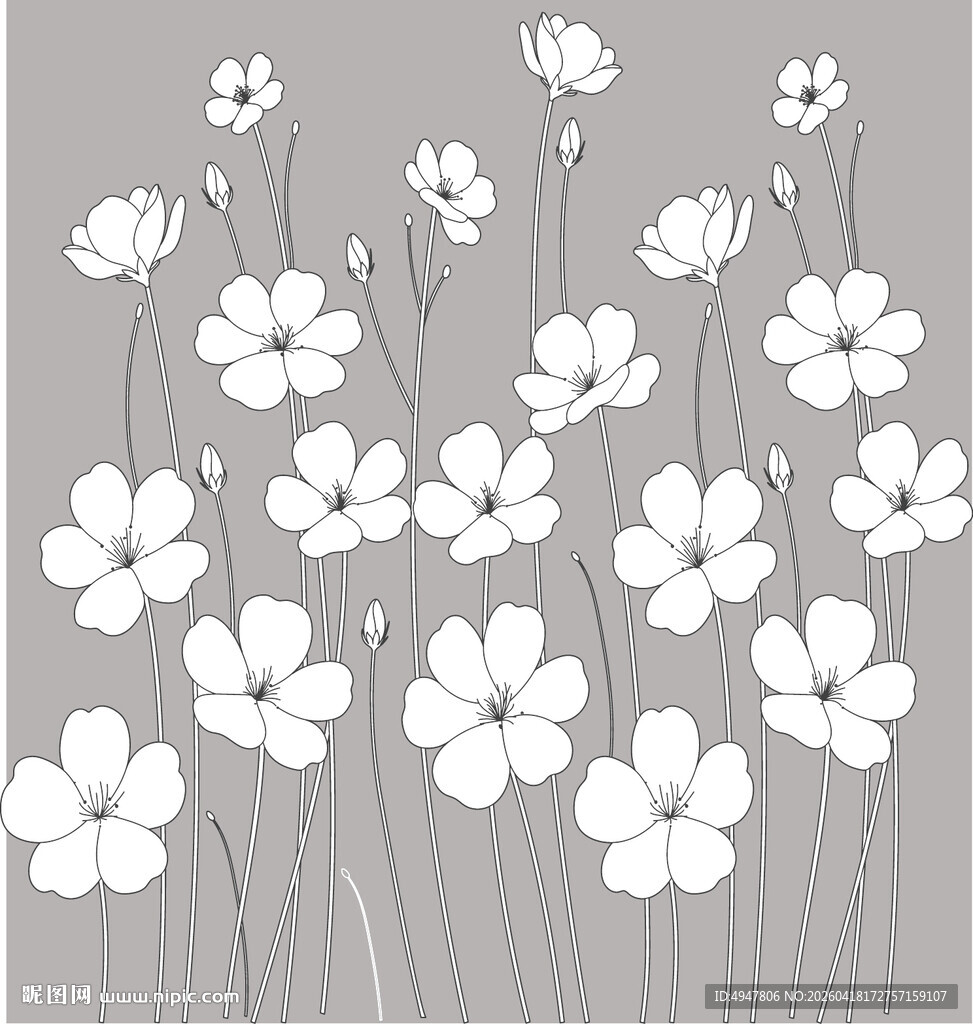 简约白色花卉图案背景 矢量图