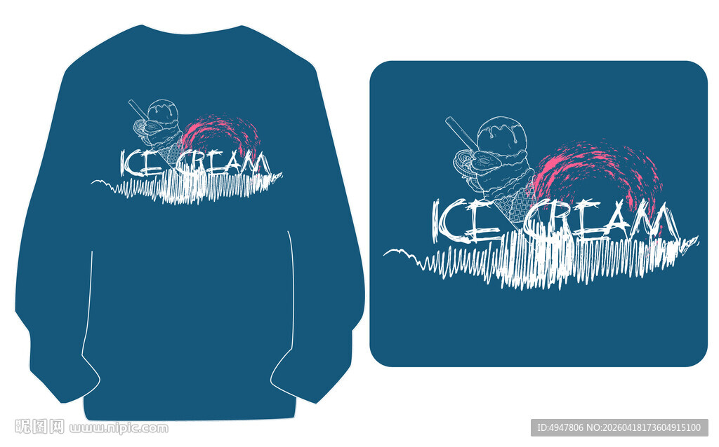 蓝色 主题卫衣 矢量图