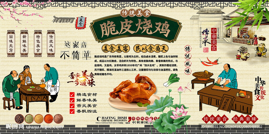 脆皮烤鸡背景墙