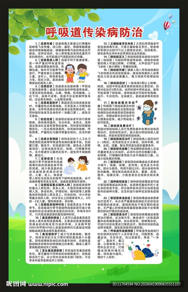 预防呼吸道传染病知识海报