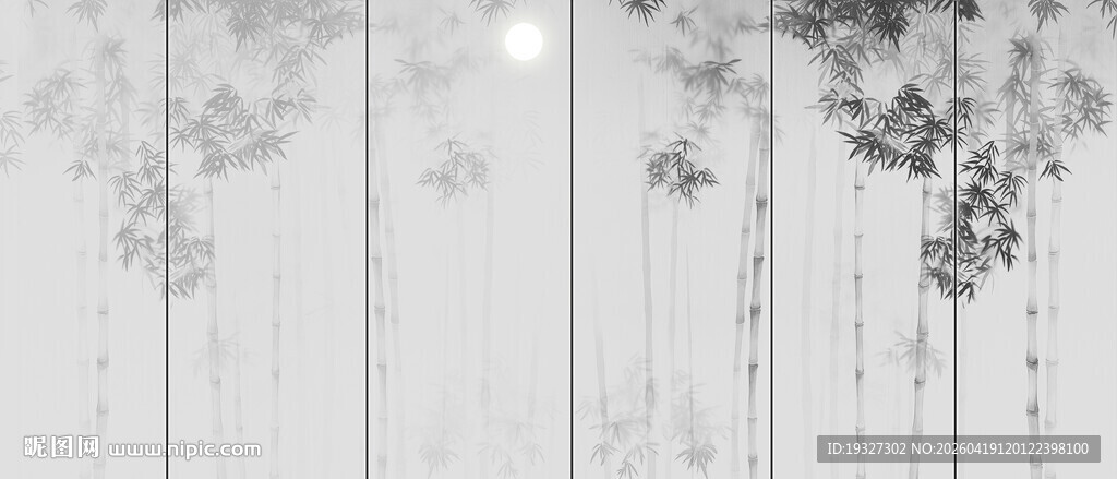 灯箱新中式水墨竹子