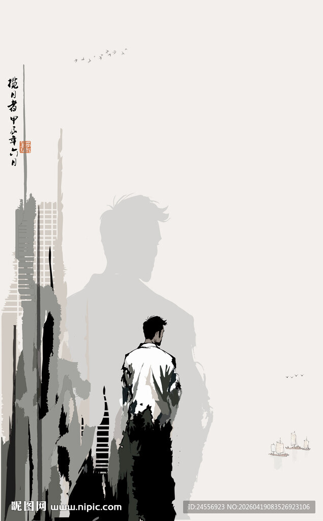 新中式水墨装饰画宏志致远