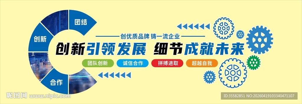 创新引领发展细节成就未来文化墙