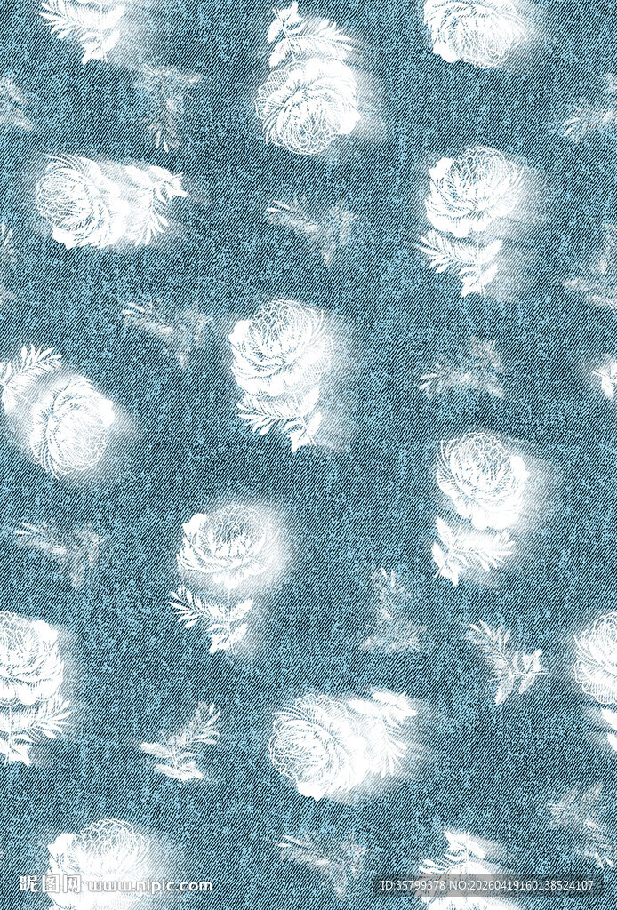 蓝底白花抽象纹理图案