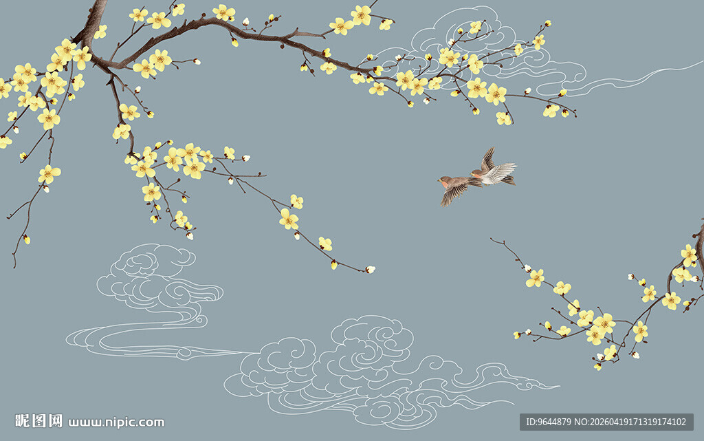 新中式花鸟祥云