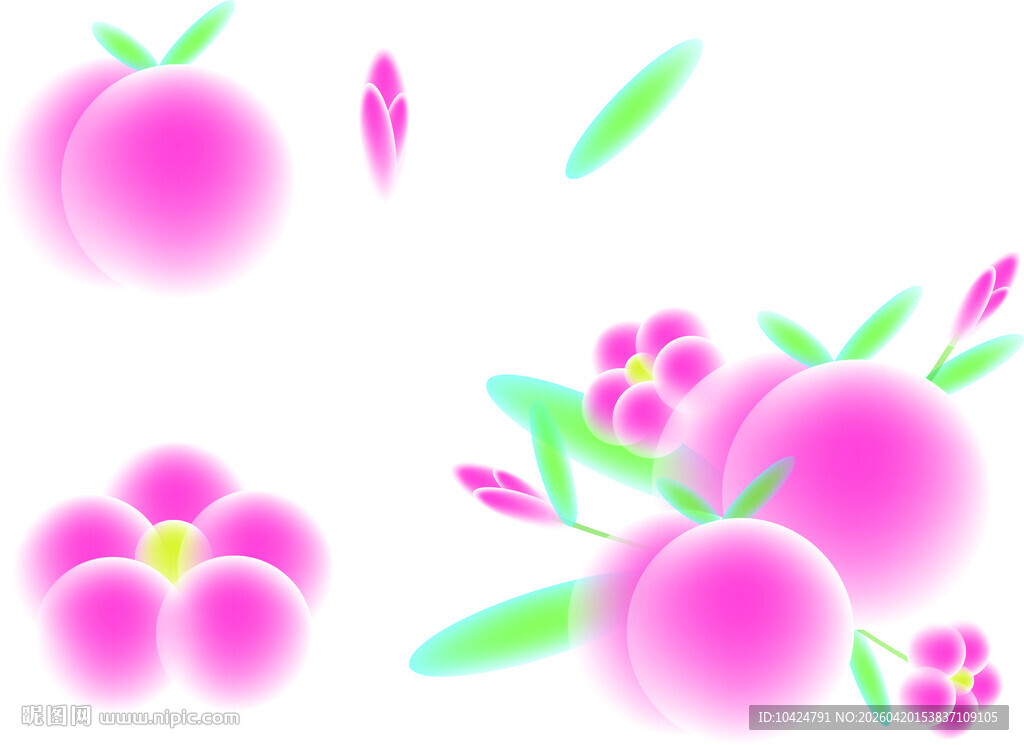 粉色桃花花卉插画元素