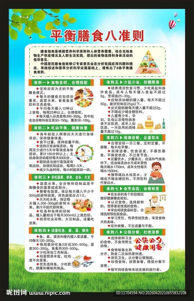 平衡膳食八准则海报
