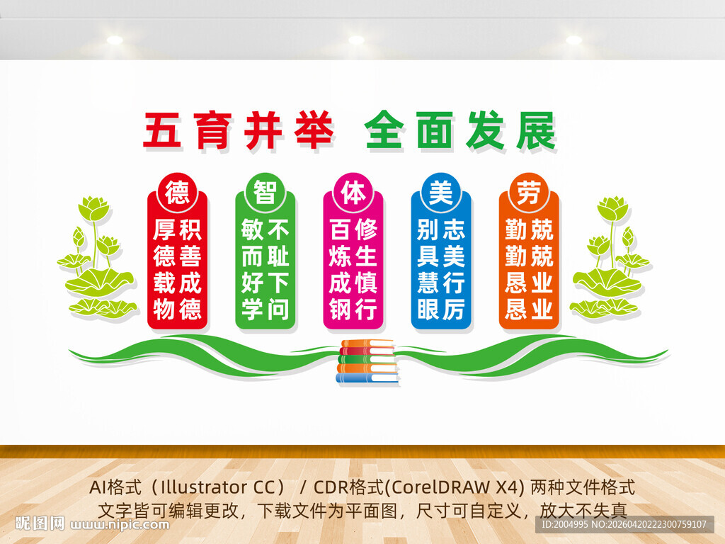 五育并举学校教育文化墙