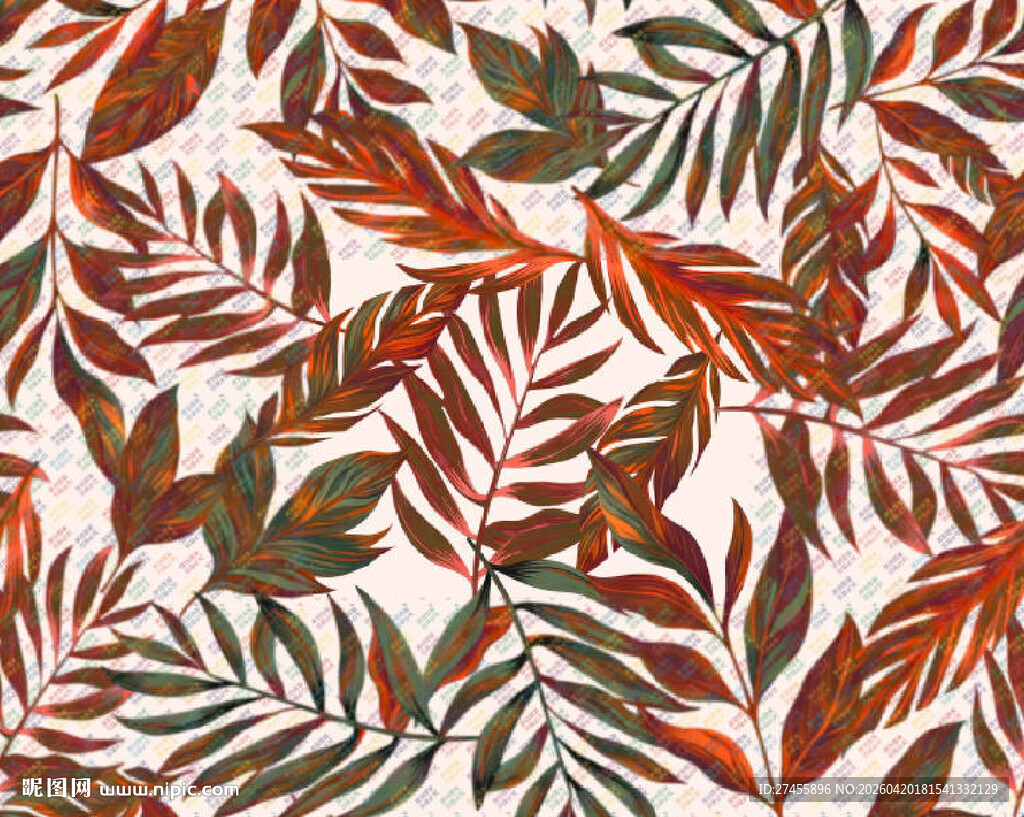 热带风树叶图案背景纹理