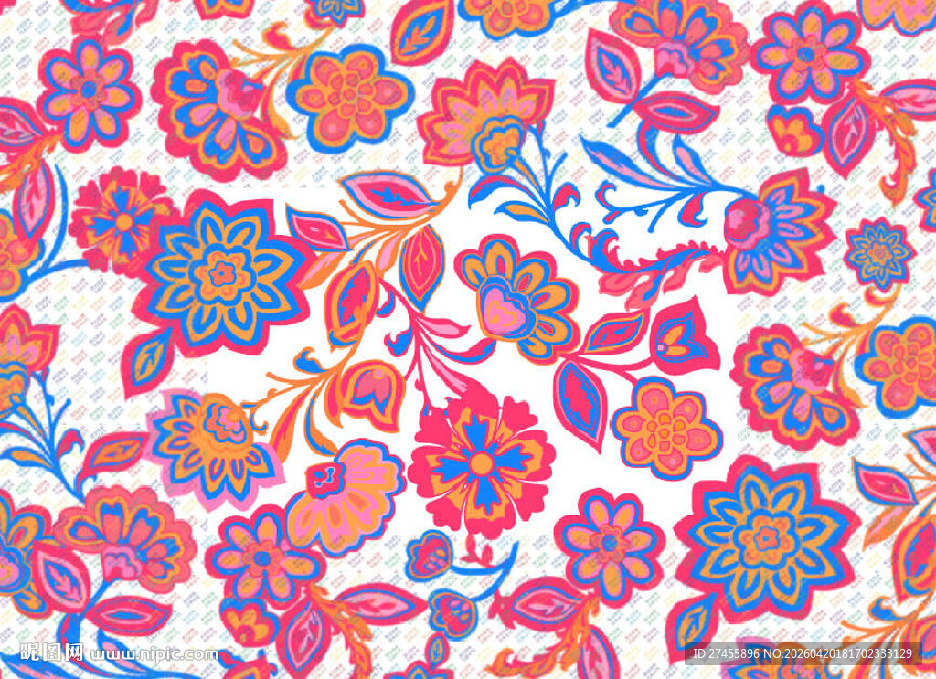 多彩花卉图案纹理背景