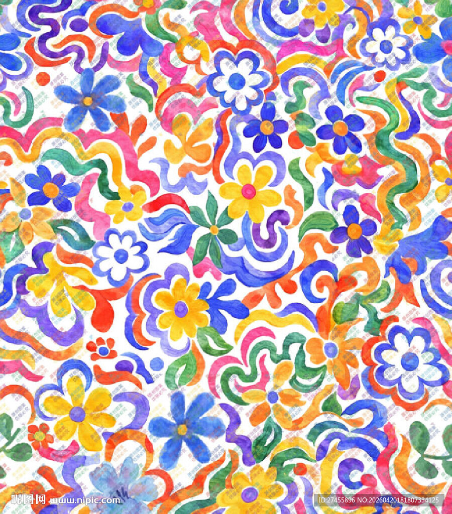 多彩花卉图案纹理背景