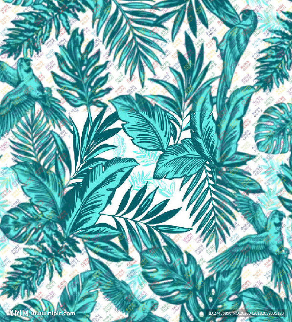 热带植物图案清新风背景