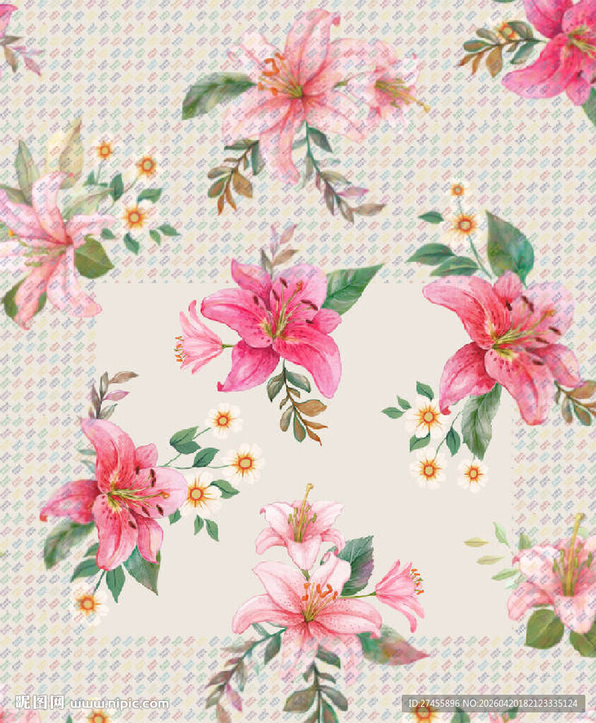 花卉图案布料纹理