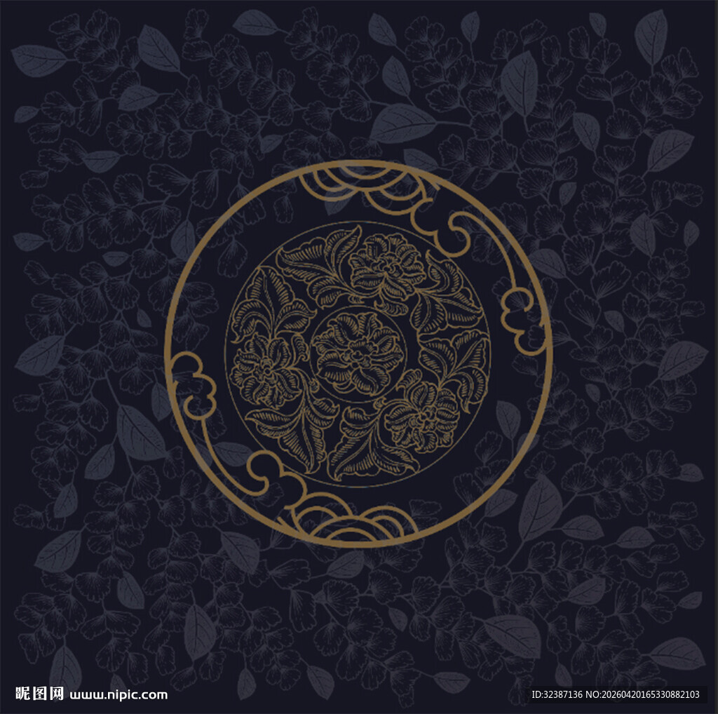 神秘金色圆形花纹图案
