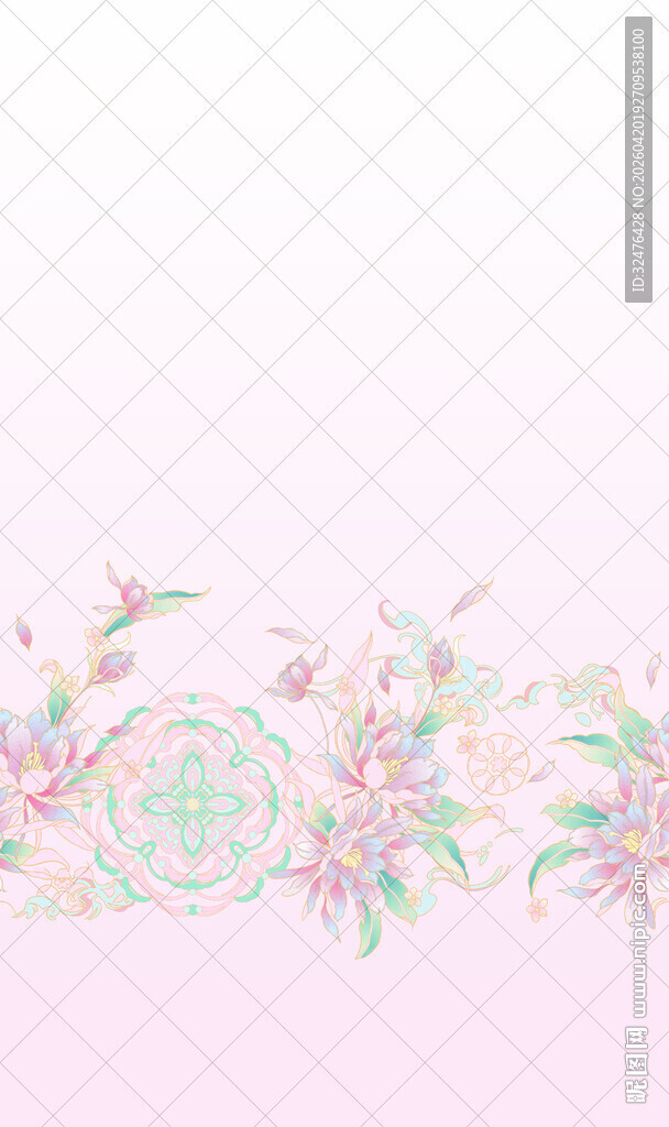 粉色花卉边框汉服