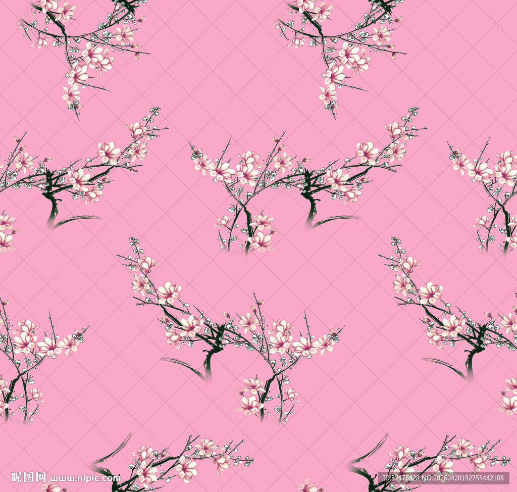 粉色背景的花卉汉服