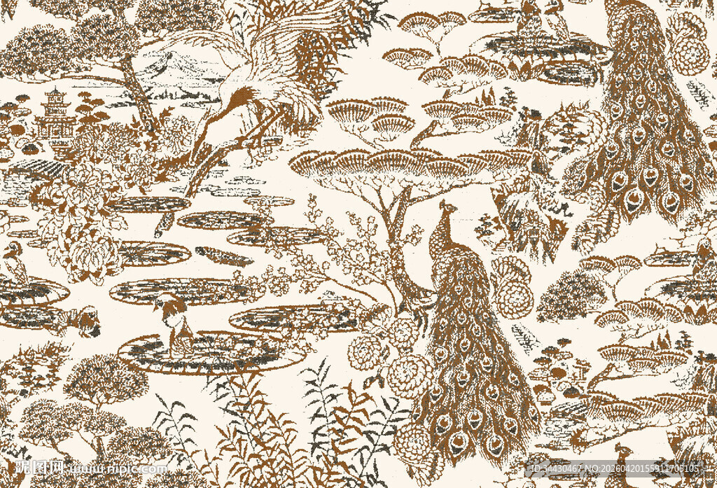 复古风森林动物图案纹理