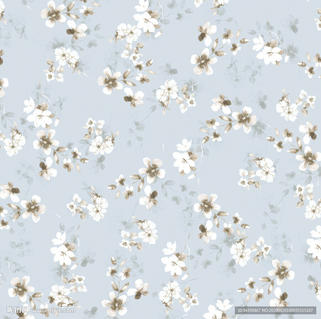 浅蓝色底小菊花图案背景
