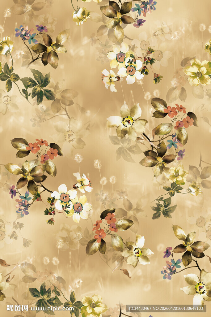 中式花鸟图案织物