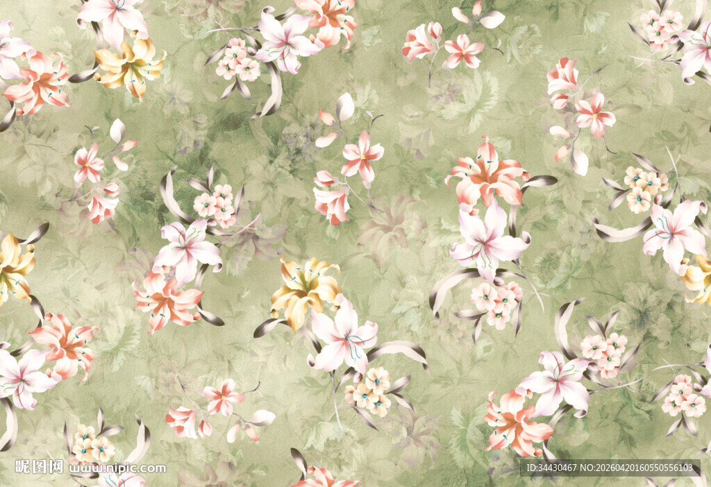 淡彩花卉水彩背景图案